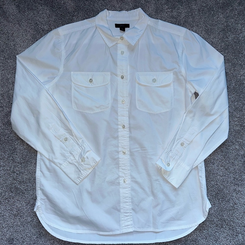 J. Crew Classic White women’s button down blouse small